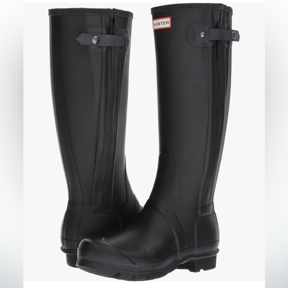 HUNTER Women's Original Slim Textured Black Rain Boot Size 5